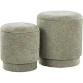 Marla Upholstered Ottoman Set in Green Fabric